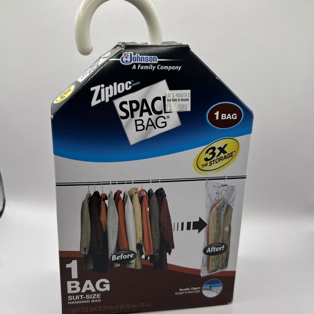 Ziploc Space Bag Hanging Vacuum Seal Storage Bag Suit Size 27.75x41 Vintage 2012
